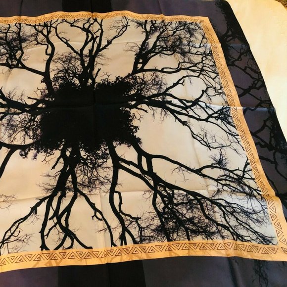 COPY - 100% SILK SCARF - SILVER/GREY/BLACK- 44" X 44" - Picture 7 of 7